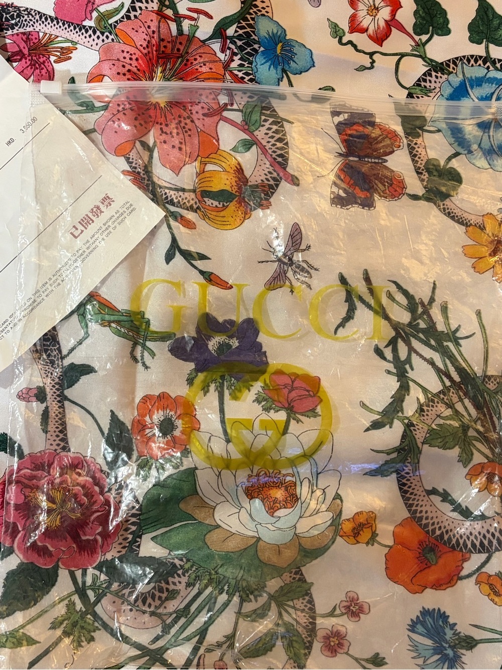 Gucci Flora Snake 100% Silk Scarf - Picture 5 of 16